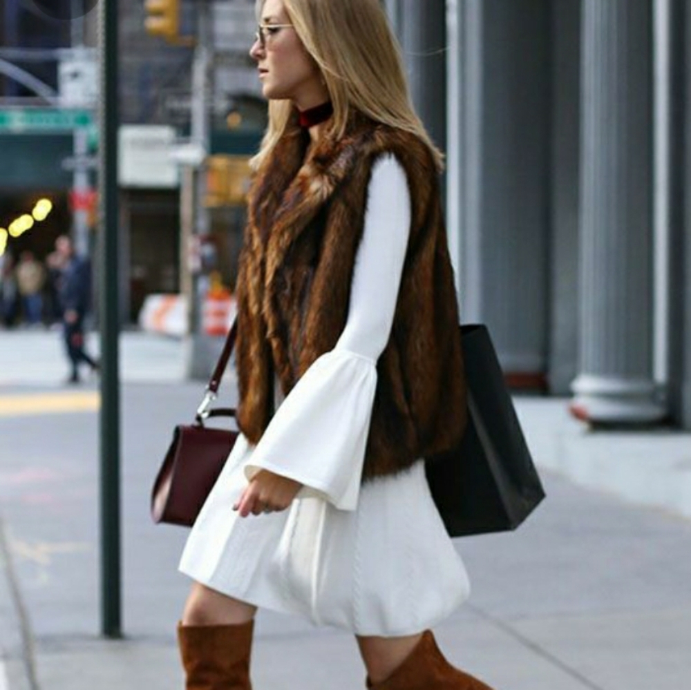 Dark brown faux fur vest